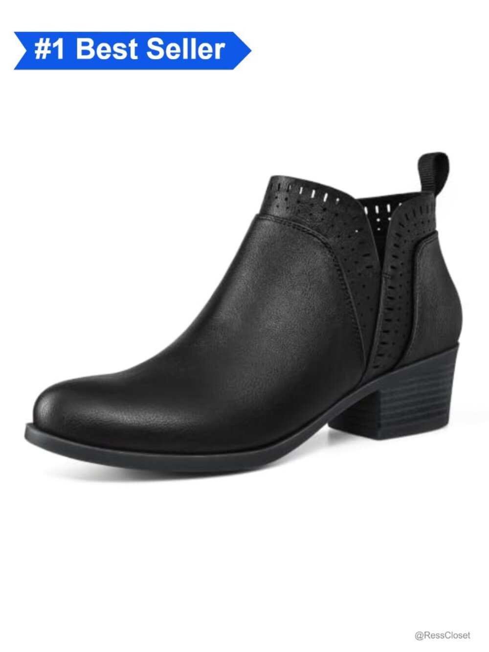 Women's Ankle Boots Chunky Block Heel Booties Side Zippers